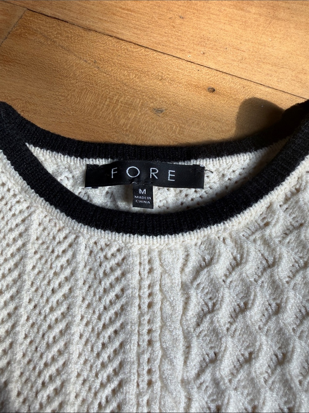 Ivory Knit Tank Top with Black Trim - Picture 3 of 3